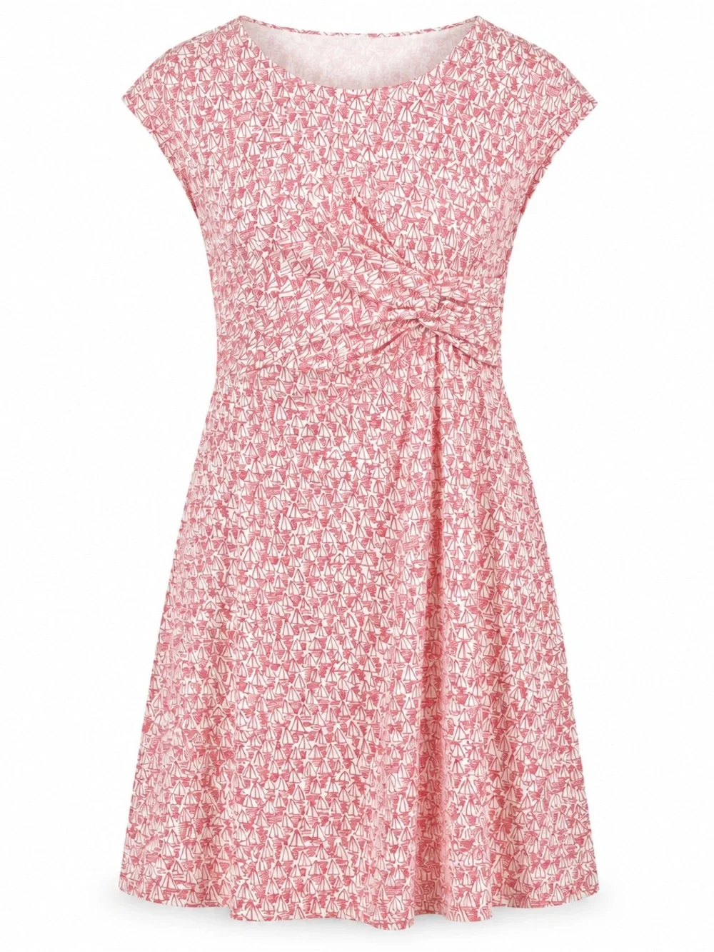 Lands' End Pink and White Knot-Front Midi Dress